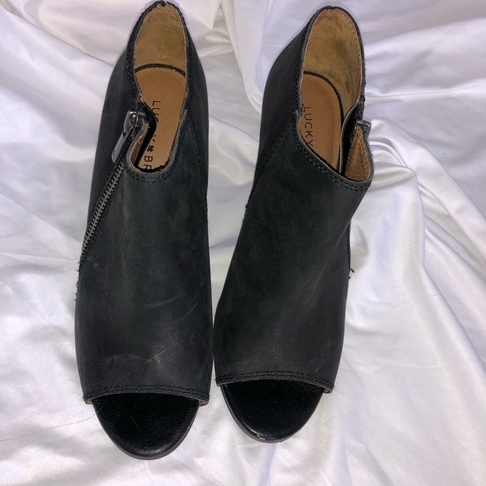 Lucky Brand black wedge/booties